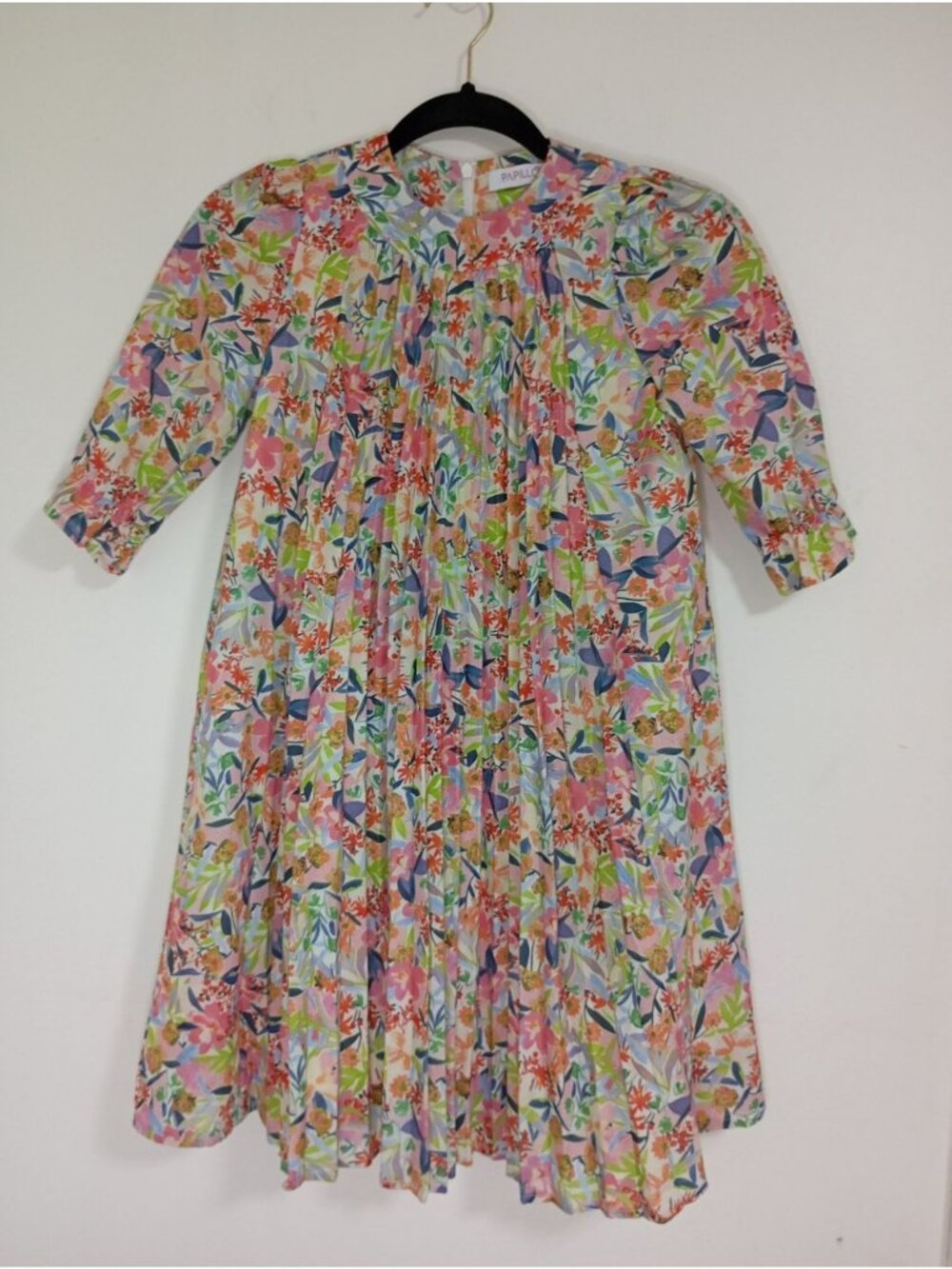 Papillon Girls Floral Long-Sleeve Dress Sz 8 Multicolor Lightweight Flowy Design